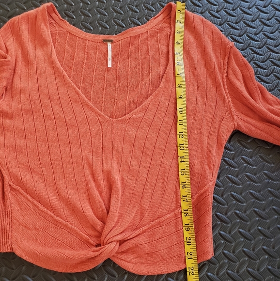 Free People Got Me Twisted V-neck Sweater Top Rusty Orange Size M - Picture 13 of 15